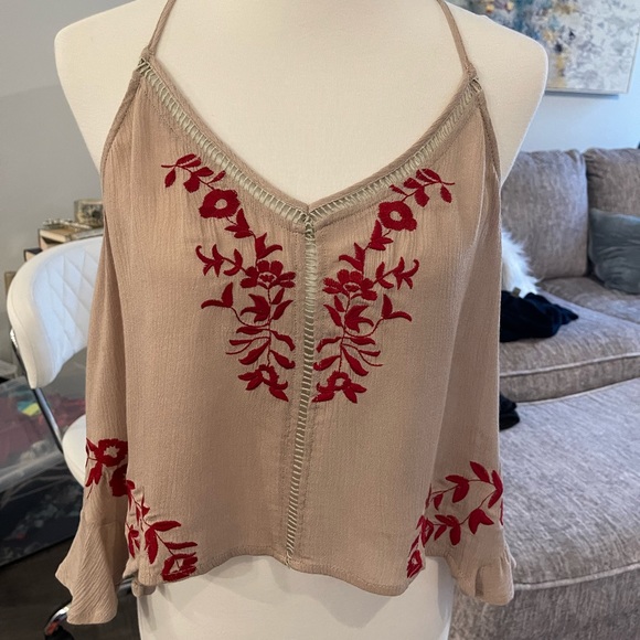 Nude with red lace tank Womens M - Picture 3 of 5